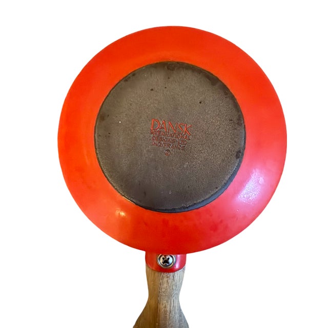 Paint 1960s MCM Dansk Red Enamel Kobenstyle Butter Warmer/Sauce Pot Made in France For Sale - Image 7 of 7