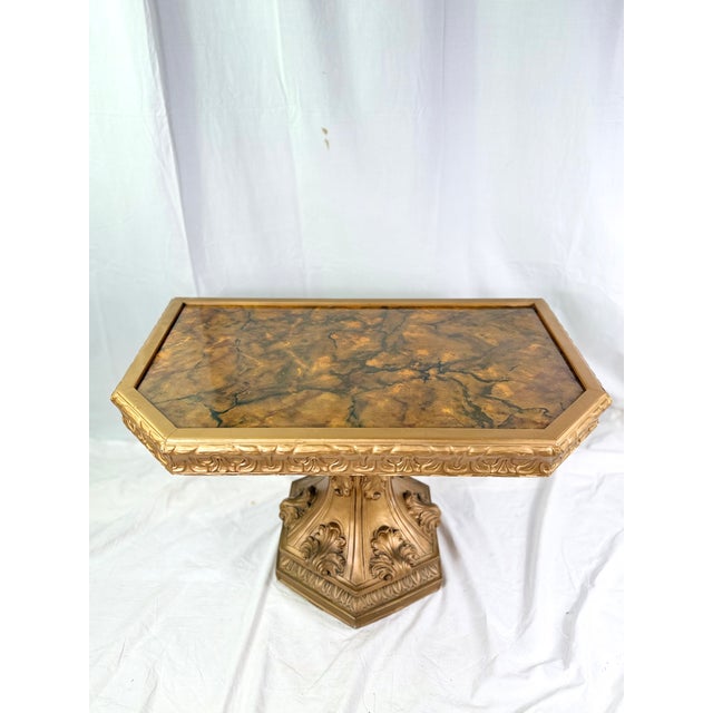 1970s Hollywood Regency Gilt Table With Pedestal Base For Sale - Image 4 of 5