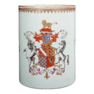 Very Large Antique 18th Century Chinese Export Porcelain Armorial Tankard Mug With the Coat of Arms of the Duke of Norfolk For Sale