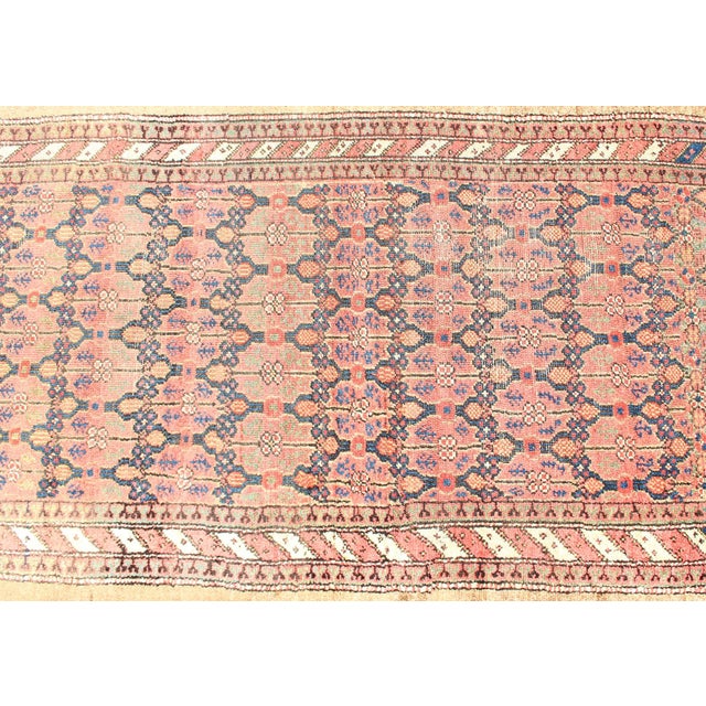 Apricot Antique Persian Malayer Runner With Soft Blue and Apricot 3'3 X 13'3 For Sale - Image 8 of 15