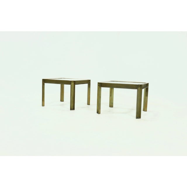 Mid-Century Modern Model T09 Side Tables in Brass and Glass by Peter Ghyczy, 1970s, Set of 2 For Sale - Image 3 of 11