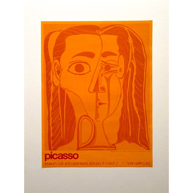 Pablo Picasso Vintage 1970 Mid Century Modernist Lithograph Print Palm Beach Exhibition Poster " Grand Tete De Feme " 1962 For Sale - Image 9 of 11