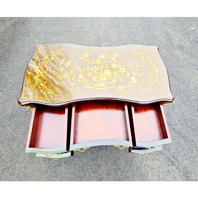 Wood Napoleon III Style Marquetry Brown Writing Desk/Table For Sale - Image 7 of 9