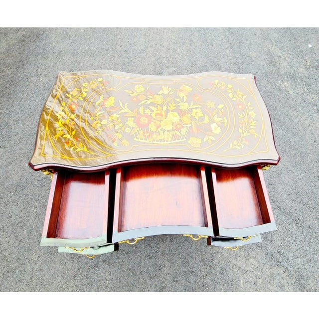 Wood Napoleon III Style Marquetry Brown Writing Desk/Table/Office Desk For Sale - Image 7 of 9