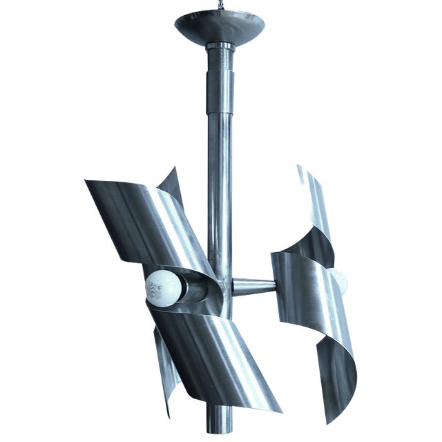 Space Age Stainless Steel Chandelier, 1960s For Sale