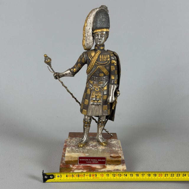 English Band Major Bronze Sculpture Statue on Marble Base, 1960s For Sale - Image 13 of 15