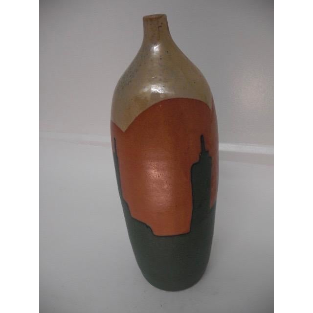 Mid-Century Modern Vintage Studio Pottery Vase With Three-Color Glaze Design For Sale - Image 3 of 14