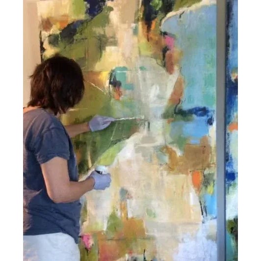 2020s Small Abstract Ocean Watercolor in Blues and Natural Colors by Michele Zuzalek For Sale - Image 5 of 8
