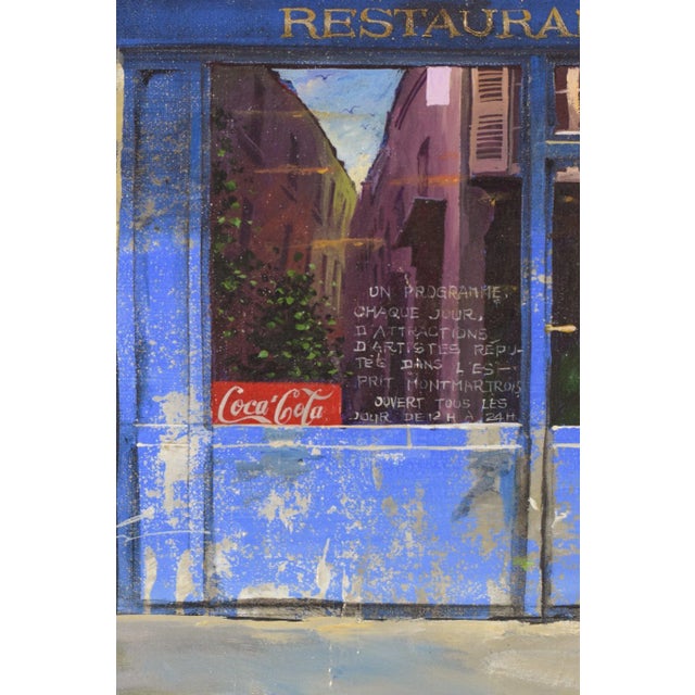 Paris Café Au Vieux Montmartre, 1994, Oil on Canvas For Sale - Image 3 of 13
