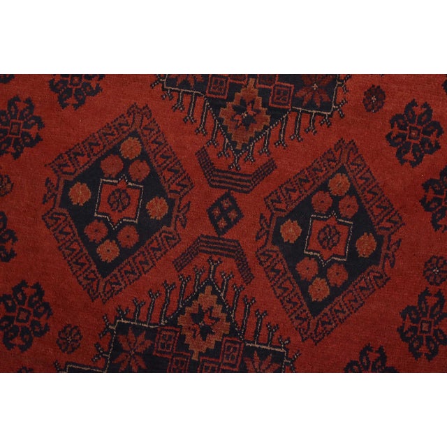 Red Turkmen Rug 9’11” X 12’11” Red Wool Tribal Hand-Knotted Oriental Carpet For Sale - Image 8 of 14