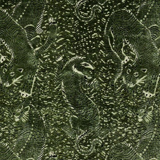 SAMPLE - Schumacher Tigress Velvet Fabric In Malachite For Sale