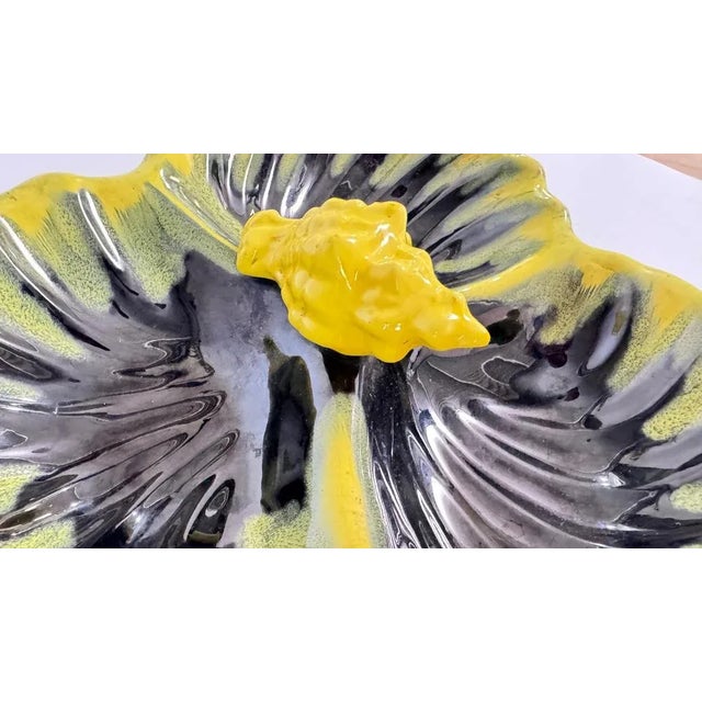 Yellow and Black Ceramic Catchall with 3 Compartments from Vallauris, 1970s For Sale - Image 9 of 17
