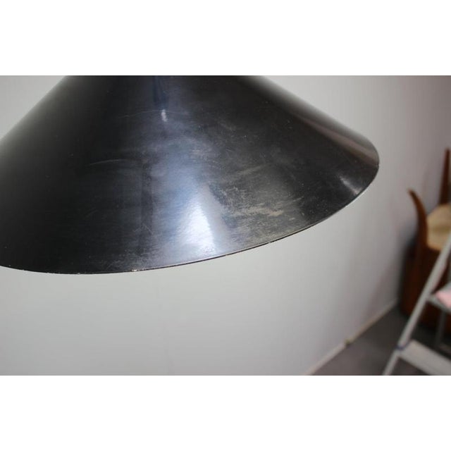 Metal Czechoslovakian Space Age Pendant Lamp in Black Metal, 1970s For Sale - Image 7 of 12