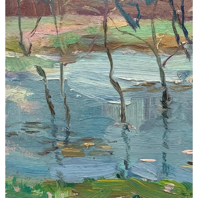 1970s Vintage Impressionism River Oil Painting, Ukrainian Artist, 1970s 20-19 For Sale - Image 5 of 6