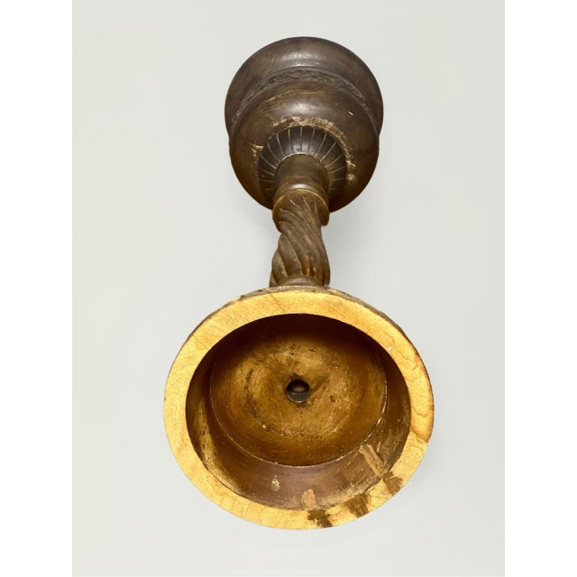 1910s French Custom Handcrafted Carved Wood Pedestal Planter For Sale - Image 12 of 12