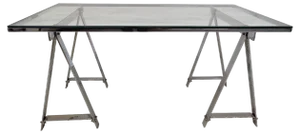 Mid-Century Modern Dining Desk in Chrome and Glass, Italy, 1970s