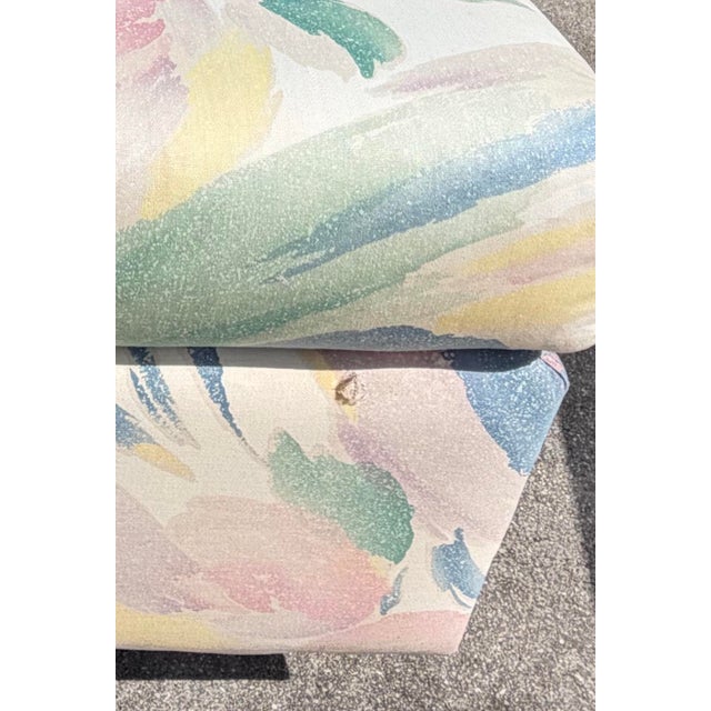 Vintage Postmodern Upholstered Cube Ottomans on Brass Casters, a Pair For Sale - Image 12 of 12