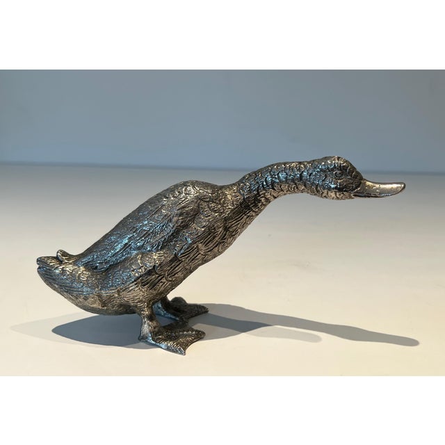 Set of 3 1970 Large Silver Bronze Duck For Sale - Image 10 of 12