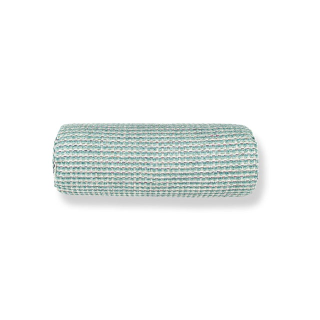 Contemporary The House Of Scalamandré Heatherton Bolster Pillow In Aquamarine For Sale - Image 3 of 3