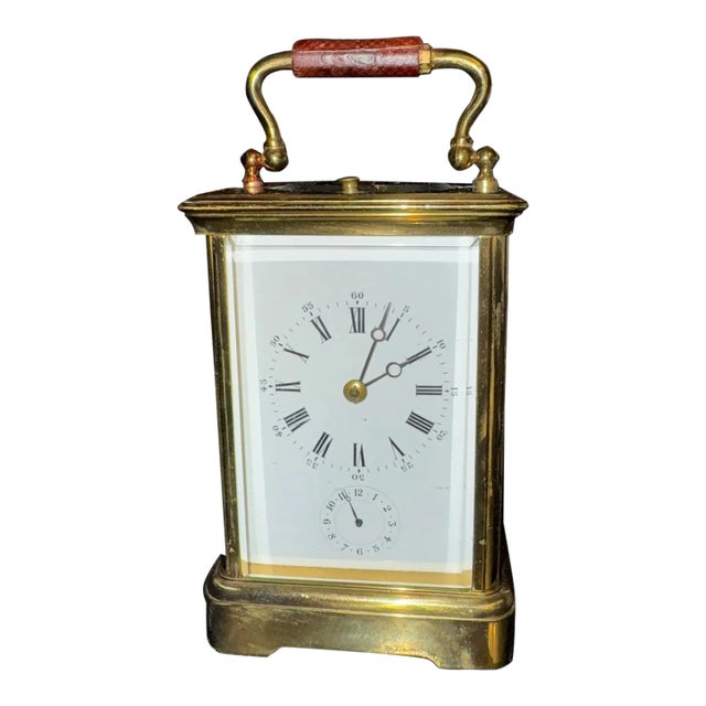 19th Century French Repeater Carriage Clock With Leather Handle For Sale