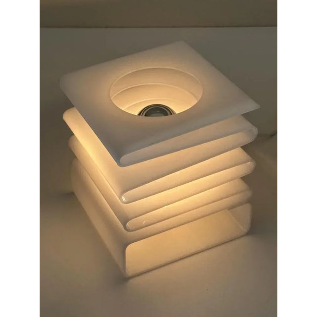 White Acrylic Table Lamp, 1970s For Sale - Image 5 of 13