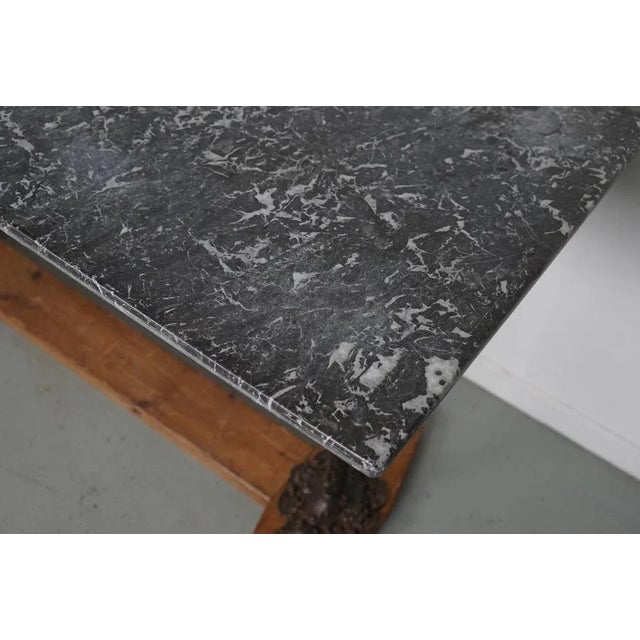 French Marble & Cast Iron Console or Side Table, 19th Century For Sale - Image 3 of 12