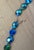 Mid-Century Modern 1950s Blue/Green Beaded Necklace W/ Gold Rose Clasp For Sale - Image 3 of 6