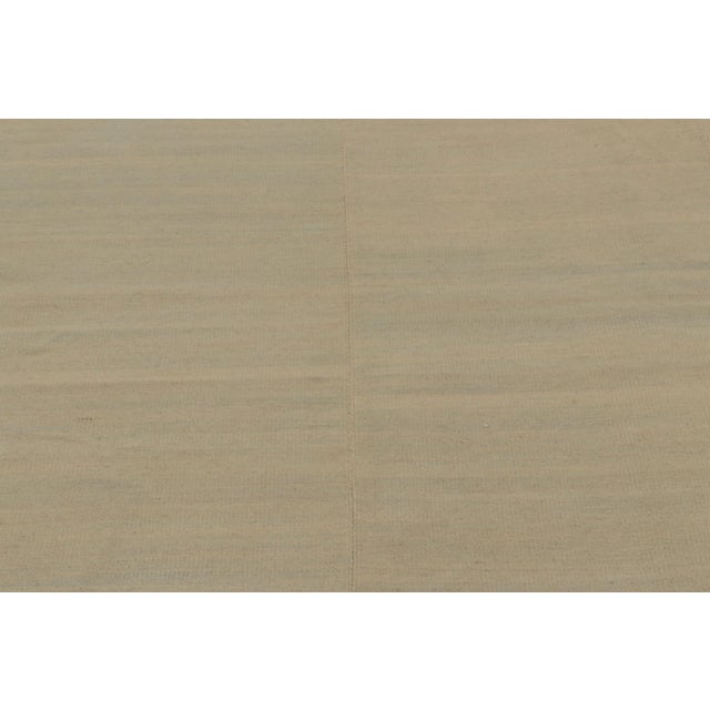 Rug & Kilim Rug & Kilim’s Contemporary Rez Kilim in Brown and Teal Textural Stripes For Sale - Image 4 of 10