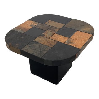 Vintage Mosaic Slate Coffee Table For Sale