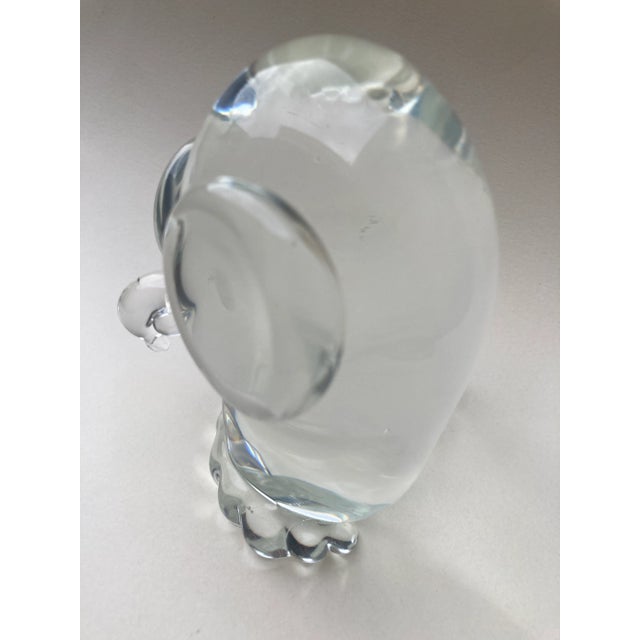 Beautiful hand blown glass crystal sculpture of an owl by Maestro Licio Zanetti of Murano. Signed on bottom - Circa 1980....