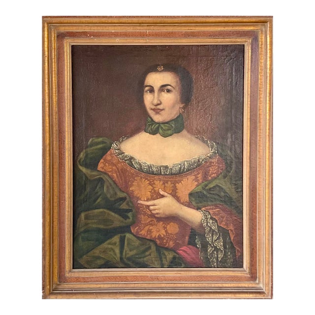 18th Century Portrait of a Noblewoman in Giltwood Frame For Sale