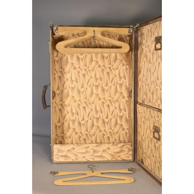 Textile French Antique Steamer Trunk Suitcase, 1920s For Sale - Image 7 of 16