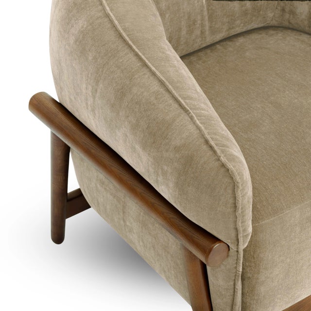 2020s Piedmont Upcycled Chenille Taupe Accent Chair For Sale - Image 5 of 7