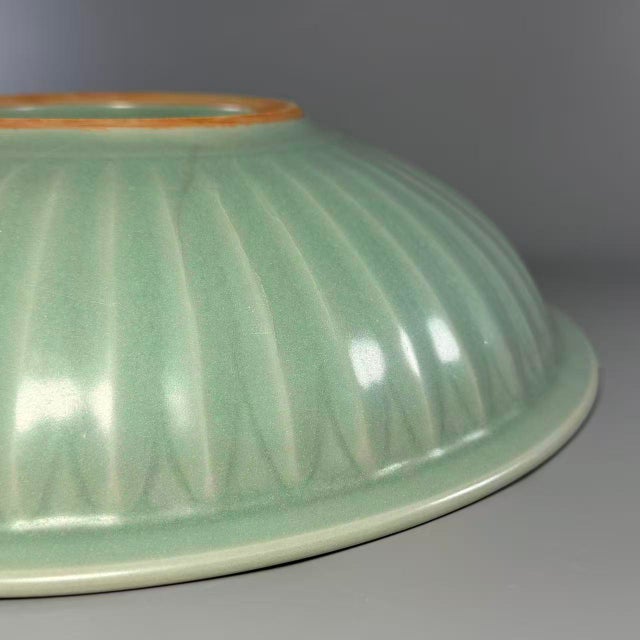 Blue Vintage Chinese Longquan Celadon Crackle‑Glaze Shallow Plate With Relief Dragon Motif For Sale - Image 8 of 11
