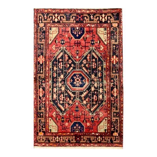 Vintage Hamadan Handwoven Wool Rug For Sale