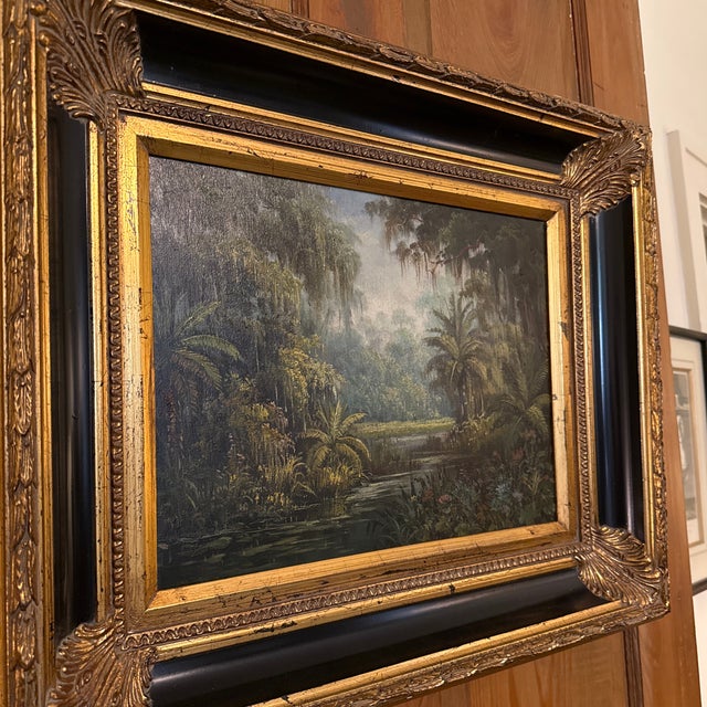 Original Oil Painting of Lush Waterscape For Sale - Image 4 of 5