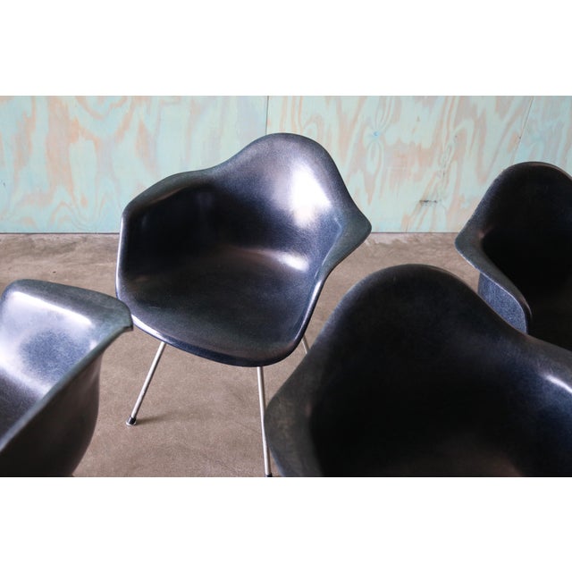 Navy Blue Set of 4 Navy Blue Fiberglass Eames Shell Armchairs for Herman MIller C. 1960s For Sale - Image 8 of 16