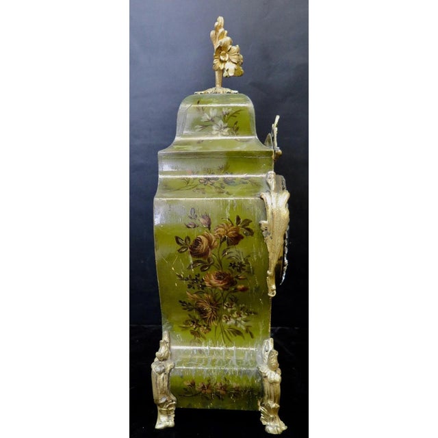 French Vintage Continental Mantle Clock For Sale - Image 3 of 12