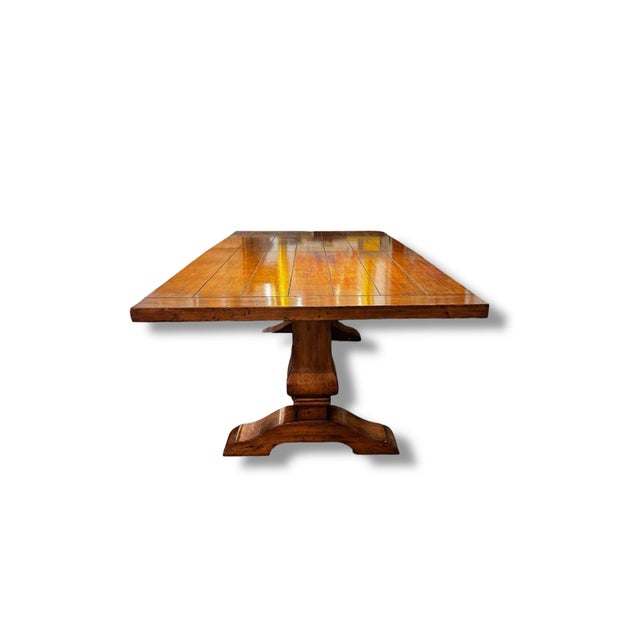 Mid-Century Modern 1990s Large Wood Dining Table With Two Leaves For Sale - Image 3 of 4