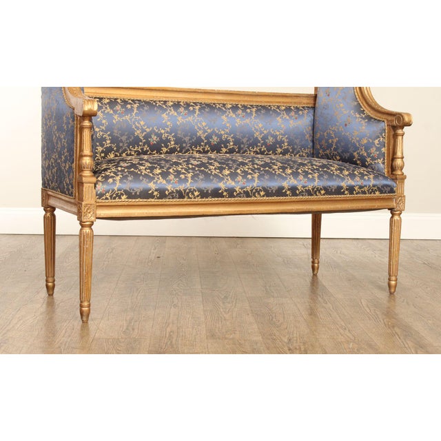 French French Louis XVI Style Custom Quality Giltwood Settee For Sale - Image 3 of 12