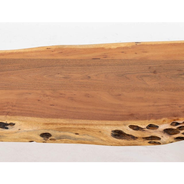 Live Edge Wood Bench With X-Form Legs For Sale - Image 4 of 9