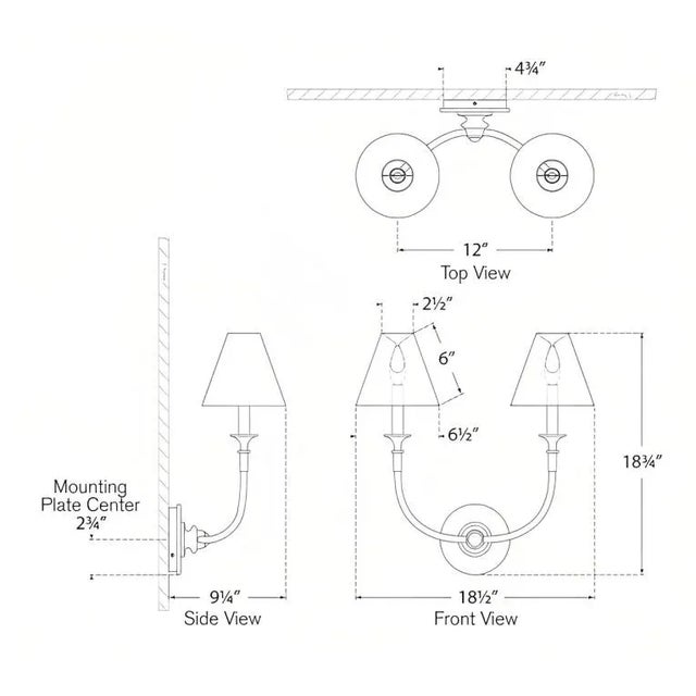 Thomas O'Brien for Visual Comfort Signature Piaf Double Sconce in Aged Iron with Linen Shades For Sale In Houston - Image 6 of 6