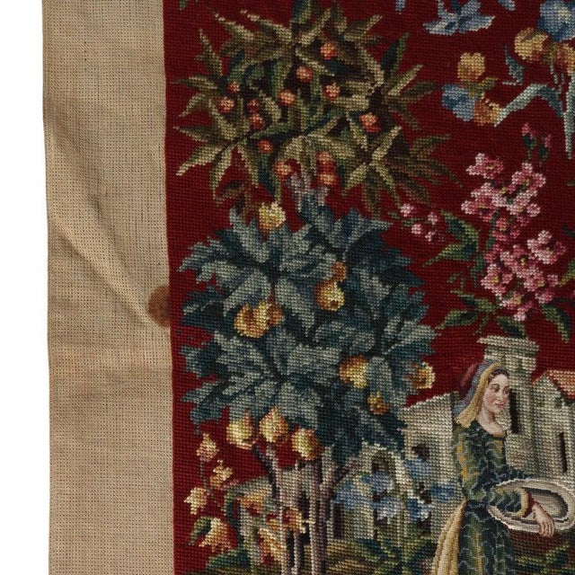 Antique Louis XIII Scenic Pictorial Needlepoint Tapestry C1930 For Sale - Image 9 of 12