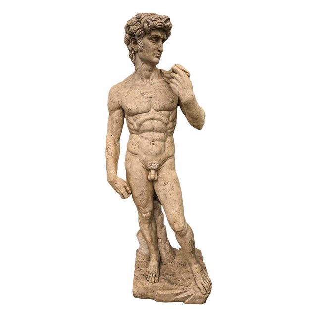 Stone Life-Size Marble Sculpture of David by Michelangelo Buonarroti, 1930s For Sale - Image 7 of 8