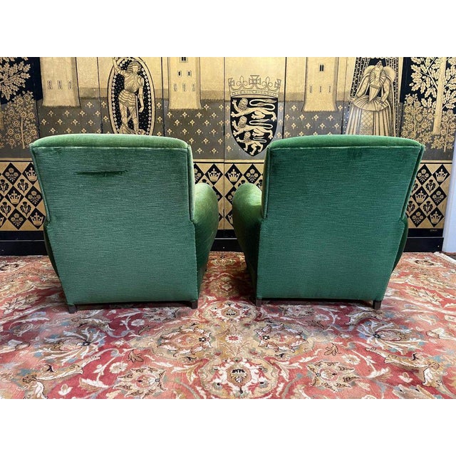 Set of Green Velvet Club Armchairs For Sale - Image 6 of 8
