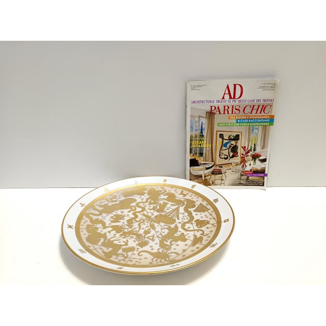 Modern 24 Karat Gold and White Porcelain Planisfero Celeste Wall Plate from Morbelli, Italy, 1970s For Sale - Image 3 of 13