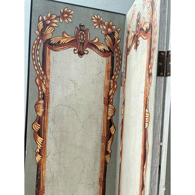 Vintage Neoclassical Paper Folding Screen For Sale - Image 9 of 18