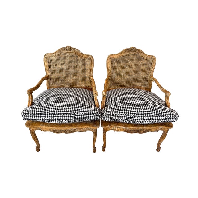 Stunning French Louis XV / Provencial Style Caned Armchairs - A Pair For Sale - Image 4 of 10