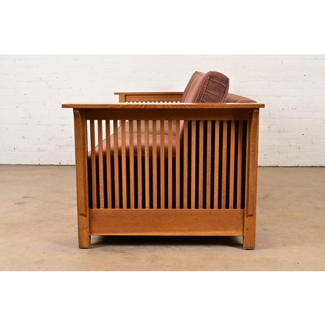 Stickley Mission Oak Arts and Crafts Spindle Sleeper Sofa For Sale - Image 15 of 18