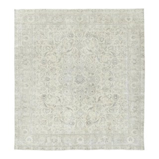 Vintage Persian Tabriz Rug, Washed All-Over Floral in Cream and Gray - Rug & Kilim For Sale